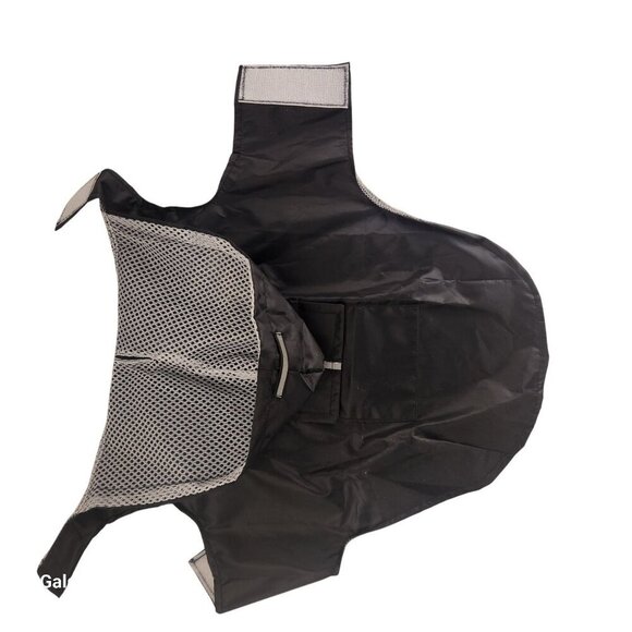 Dog Raincoat With Reflective Strip Black Nylon Mesh Lining Hook & Closure - Picture 3 of 11